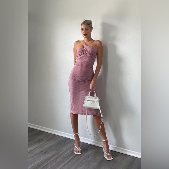 NWT Hello Molly Surge of You Midi Dress, Pink Shimmer, Size 6/M - Picture 4 of 13